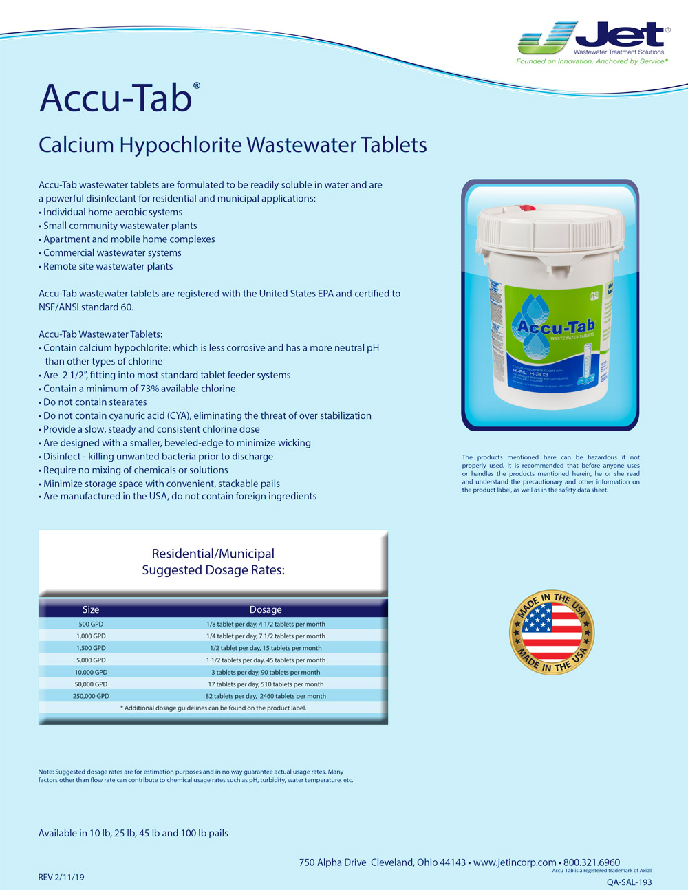 Accu-Tab Calcium Hypochlorite Wastewater Tablets