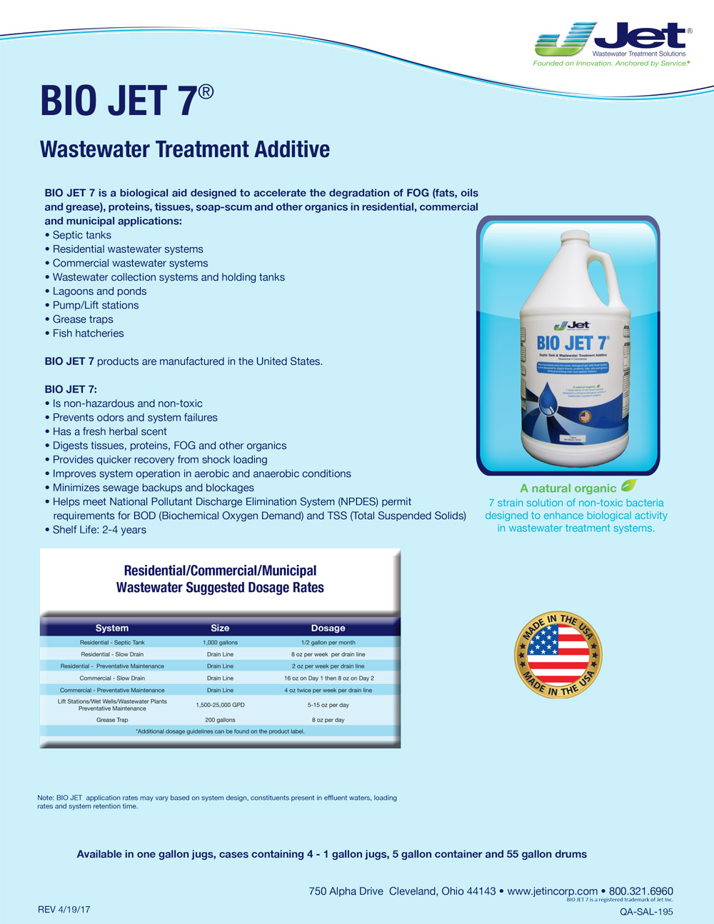 Bio Jet 7 Wastewater Treatement Additive